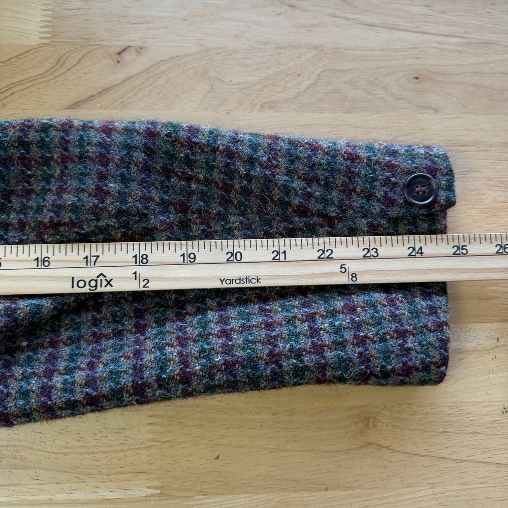 VTG Burleigh HARRIS TWEED Blazer Men 42 Wool Sport Coat Jacket Brown Check *read - Picture 9 of 12